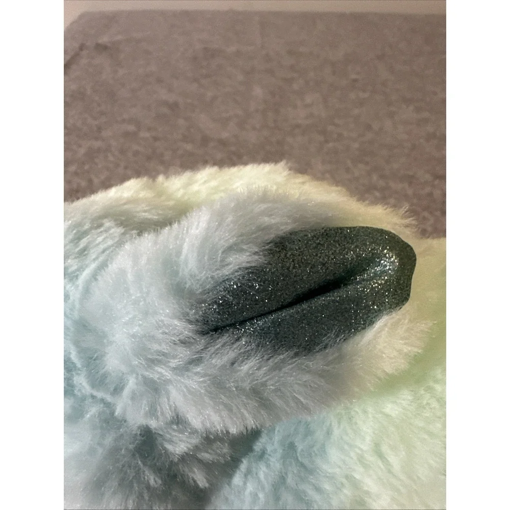 FAO Schwarz Rabbit Plush Pastel Tail Easter Bunny Mint Green Blue Glitter Ear 8